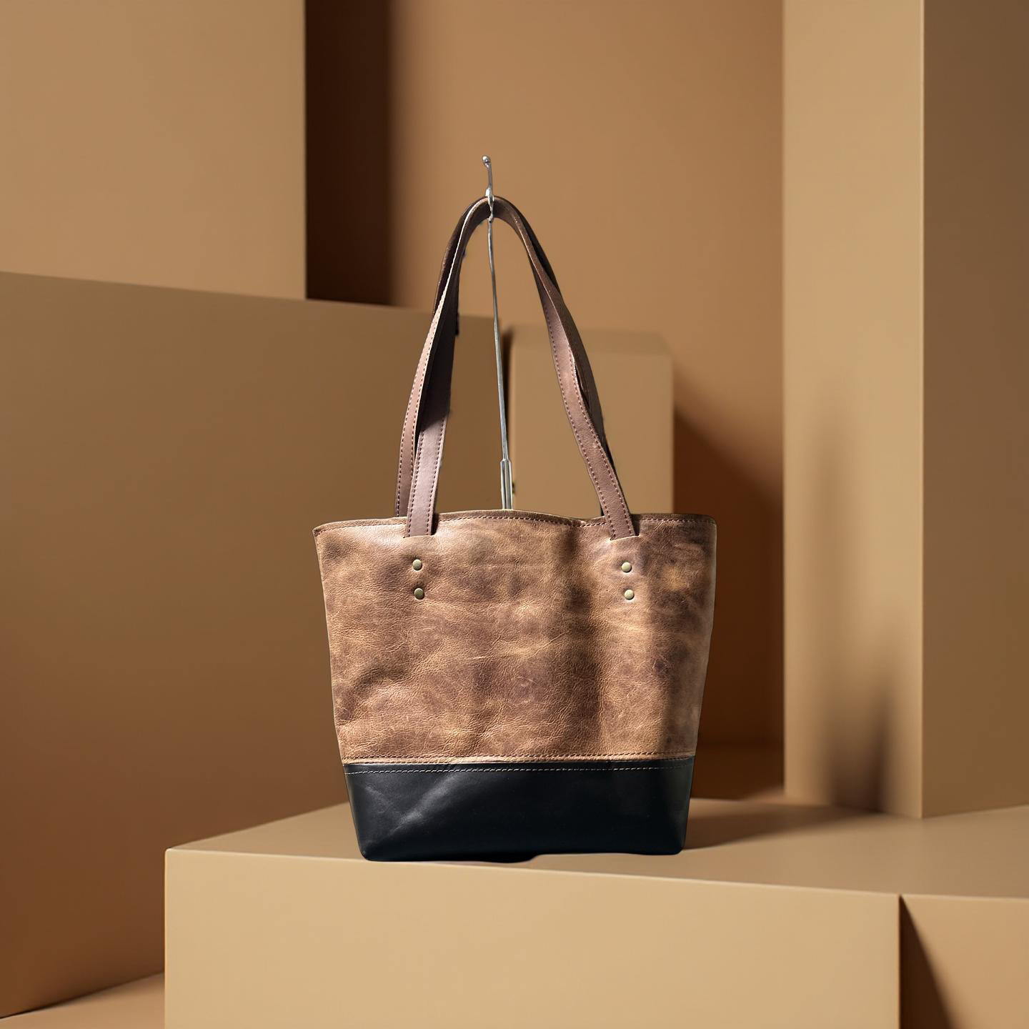 Two Toned Leather Tote