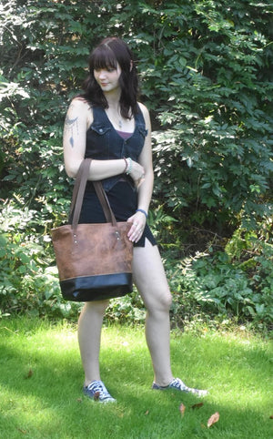 Two Toned Leather Tote