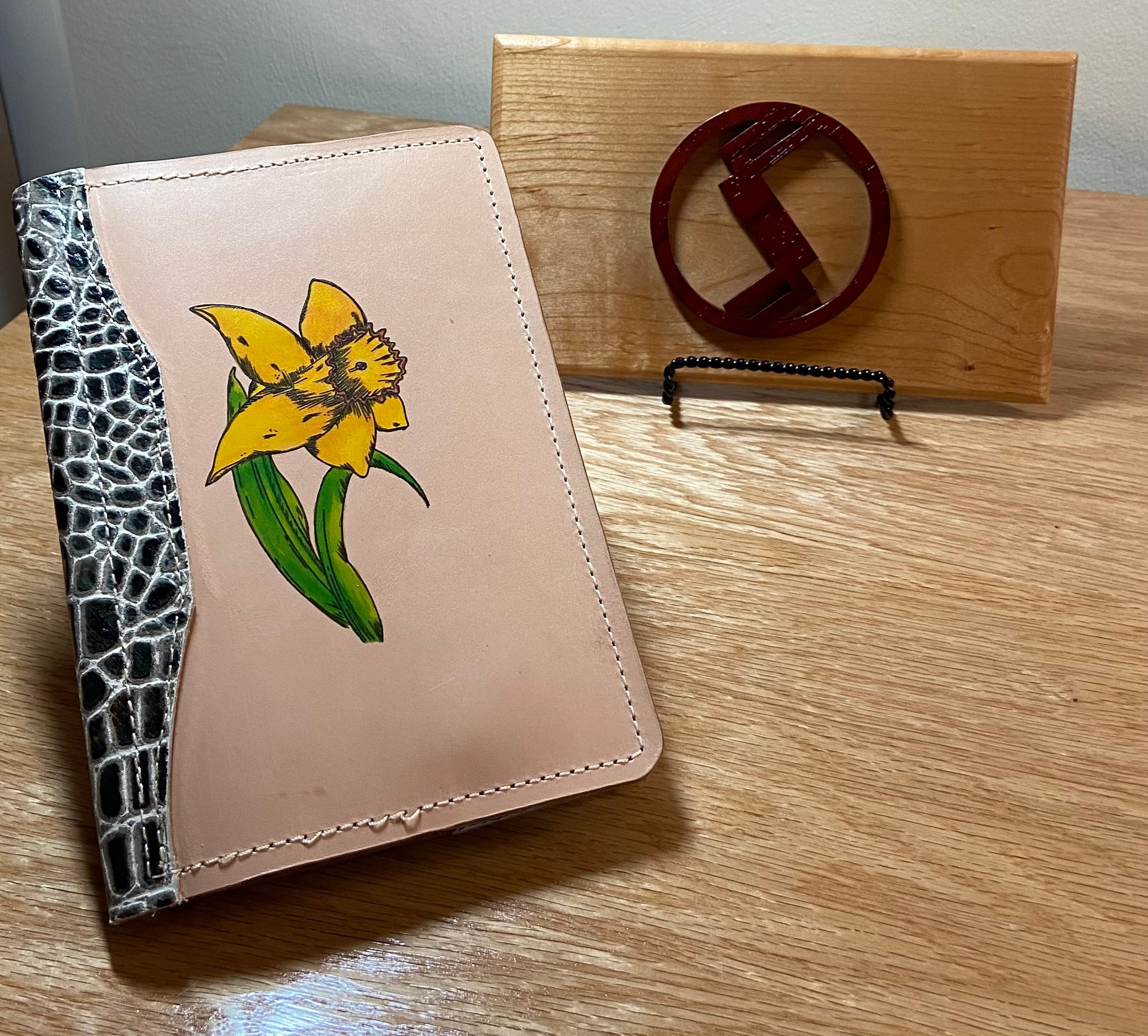 Leather Field Journal Hand Painted Cover - Fabulous Fisher